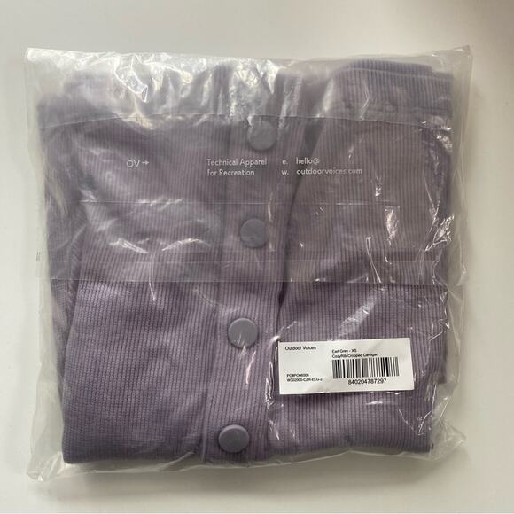 Outdoor Voices CozyRib Cropped Cardigan Earl Grey Size Small - Picture 5 of 6